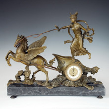 Uhr Statue Pferd Chariot Bell Bronze Skulptur Tpc-033